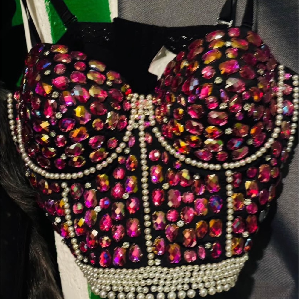 Embellished Black and Pink Dress